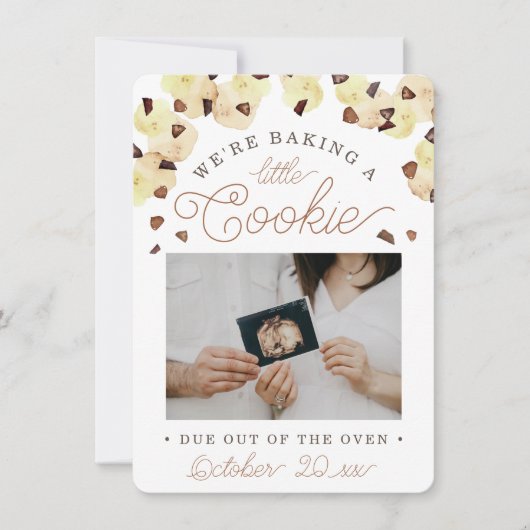 Watercolor Cookie Pregnancy Photo Announcement Aankondiging (Voorkant)