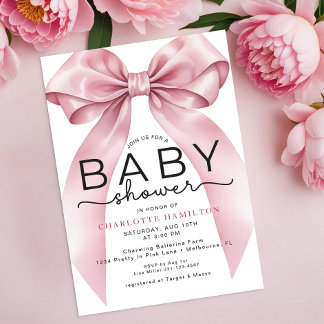 Watercolor Coquette Boog Baby Shower Uitnodiging –