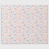 Watercolor Coquette Bunny Pink Bows Easter  Cadeaupapier (Vlak)