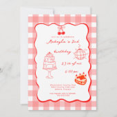 Watercolor Coquette Cherry 2nd Birthday Kaart (Voorkant)