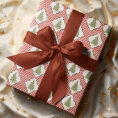 Watercolor Coquette Christmas Tree Striped Pattern Cadeaupapier