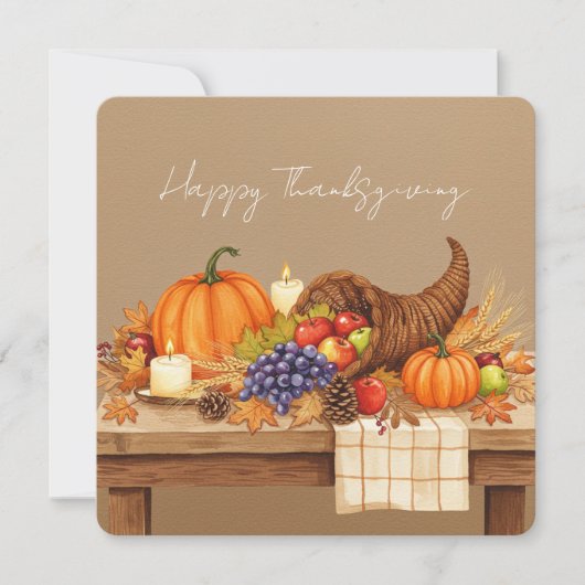 Watercolor cornucopia kaart (Voorkant)