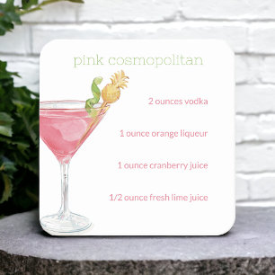 Watercolor Cosmopolitan Cocktail Recept Kartonnen Onderzetters