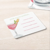 Watercolor Cosmopolitan Cocktail Recept Kartonnen Onderzetters (Schuin)