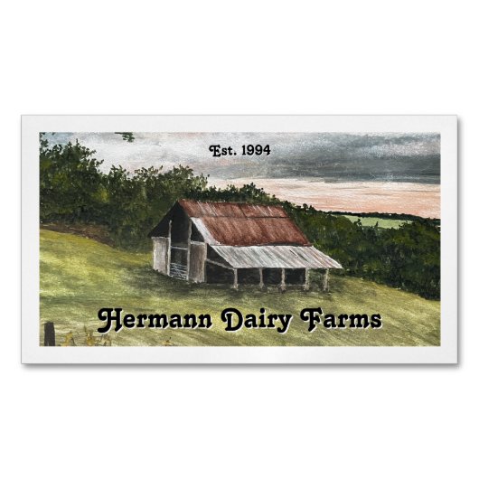 Watercolor Country Barn Scene Magnetisch Visitekaartje (Voorkant)