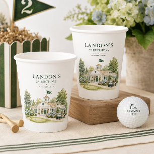 Watercolor Country Club Golf Verjaardag Papieren Bekers