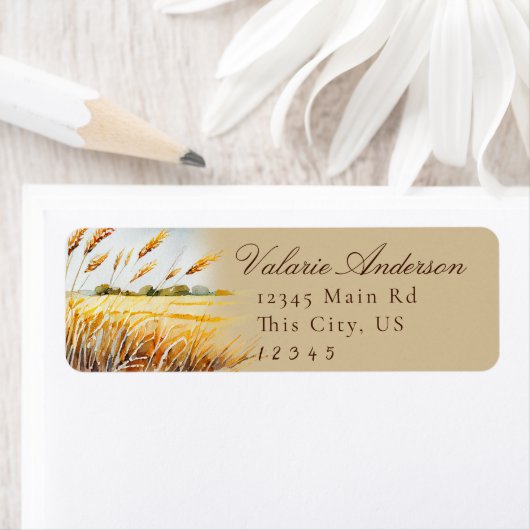 Watercolor Country Wheat Field script Etiket (Insitu)