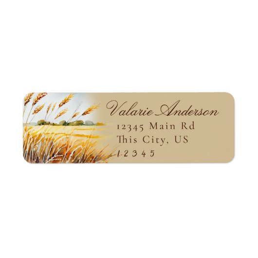 Watercolor Country Wheat Field script Etiket (Voorkant)