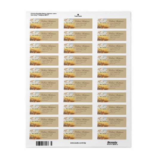 Watercolor Country Wheat Field script Etiket (Full Sheet)