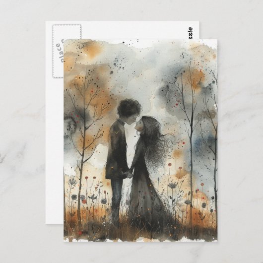 Watercolor Couple in Love Briefkaart (Voorkant / Achterkant)