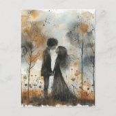Watercolor Couple in Love Briefkaart (Voorkant)