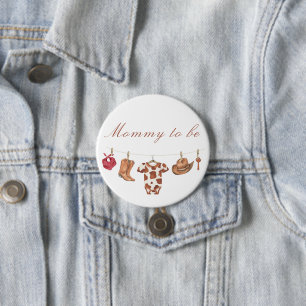Watercolor Cowboy Baby Shower - aanstaande moeder Ronde Button 7,6 Cm