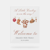 Watercolor Cowboy Western Baby shower Welcome Acryl Bord (Voorkant)
