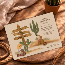 Watercolor Cowboy Wild West Verjaardagsuitnodiging Kaart