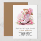 Watercolor Cowgirl Hoed en Laarzen Droom Baby Show Kaart (Voorkant / Achterkant)