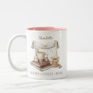 Watercolor Cozy Lezer Boek Liefhebber Zeggende Naa Tweekleurige Koffiemok