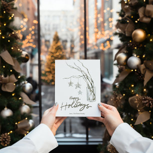 Watercolor Cozy  Rustic Tak Christmas Plat Feestdagenkaart