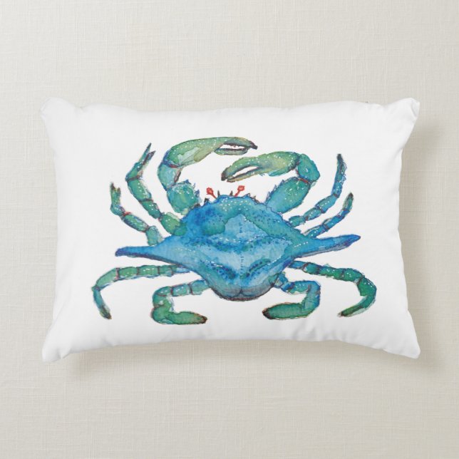 Watercolor crab pillow accent kussen (Voorkant)