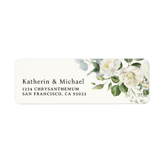 Watercolor Creamy Floral Eucalyptus Wedding Etiket (Voorkant)