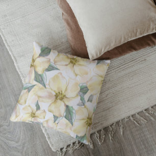 Watercolor Crème Bloem - Neutrale Bloemen Kussen