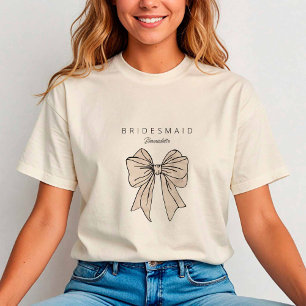 Watercolor Crème Boog Bruidsmeisje Bachelorette T-shirt