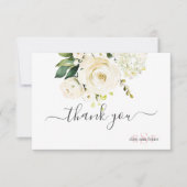 Watercolor Crème Rozen Hydrangea Dank je Bedankkaart (Voorkant)