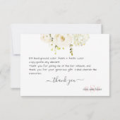 Watercolor Crème Rozen Hydrangea Dank je Bedankkaart (Achterkant)