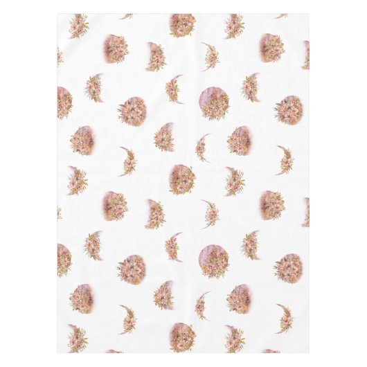 Watercolor Crescent Floral Pattern Tafelkleed (Voorkant)