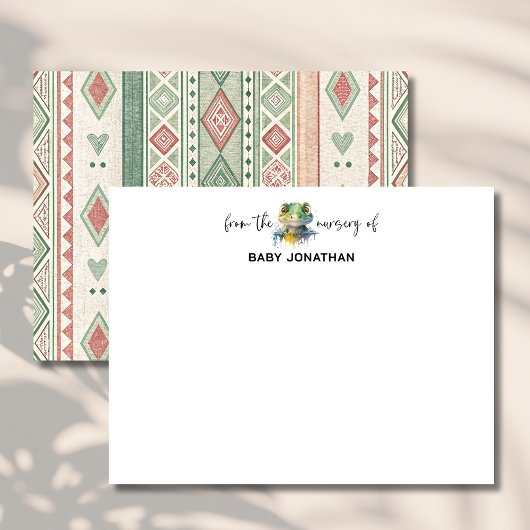 Watercolor Crocodile Chic Nursery Note Card Kaart