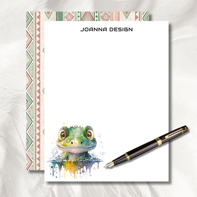 Watercolor Crocodile Luxury Business Stationery  Briefhoofd (Creator heeft geüpload)