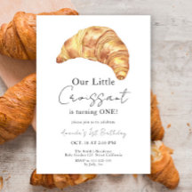 Watercolor Croissant 1e Verjaardagsfeestje