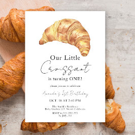 Watercolor Croissant 1e Verjaardagsfeestje Kaart