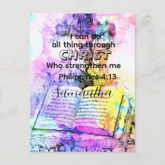 Watercolor cross bible verse Christian Briefkaart