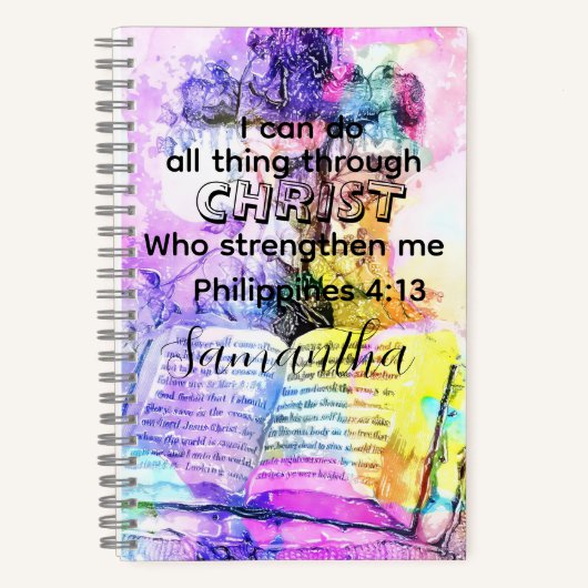 Watercolor cross bible verse Christian Notitieboek (Voorkant)