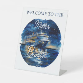 Watercolor Cruiseschip Familie Reünie Reclamebord Met Voetstuk