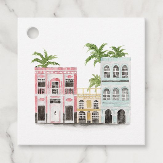 Watercolor Cuba Bestemming Bedankjes Labels (Voorkant)