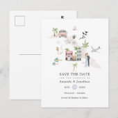 Watercolor Cuba Bestemming Trouwdag Save the Date Aankondigingskaart (Voorkant / Achterkant)
