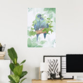 Watercolor Cuddling Parrot Bird Couple Tropical Poster (Thuiskantoor)