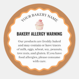 Watercolor Cupcake Bakery Allergy Warning Ronde Sticker