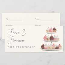 Watercolor Cupcake Bakkerij Elegant Cadeaubon