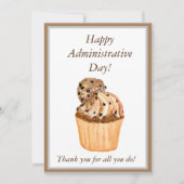 Watercolor Cupcake Fijne Dag van de Administratie Bedankkaart (Voorkant)