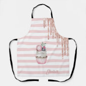 Watercolor Cupcake, Glitterdruppels, Strepen  Schort (Voorkant)