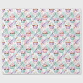 Watercolor Cupcake Lavender Pastel Baking Cadeaupapier (Vlak)