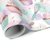 Watercolor Cupcake Lavender Pastel Baking Cadeaupapier (Rol Hoek)