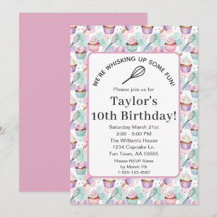 Watercolor Cupcake Verjaardag Whisk Plezier Kaart