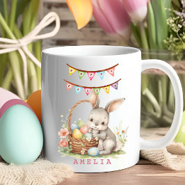 Watercolor Custom Name Easter Bunny Mug For Kids Koffiemok