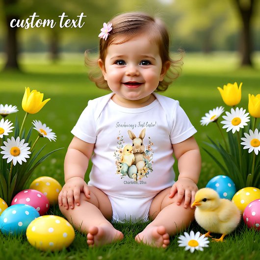 Watercolor Customizable 🐇Egg-citing Bunny Romper