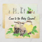 Watercolor Cute Birds Baby Shower Kaart (Voorkant / Achterkant)