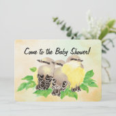 Watercolor Cute Birds Baby Shower Kaart (Staand voorkant)