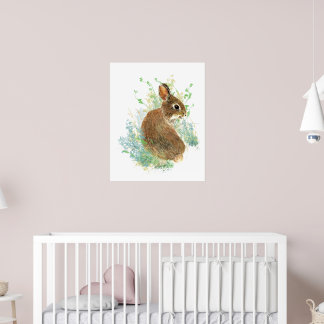 Watercolor Cute Bunny Rabbit Animal Art Poster